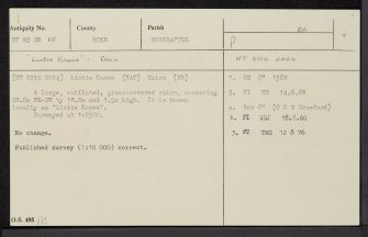 Lintie Knowe, NT82SW 15, Ordnance Survey index card, Recto