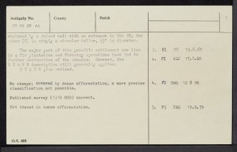 Bucht Knowe, NT82SW 16, Ordnance Survey index card, page number 2, Verso