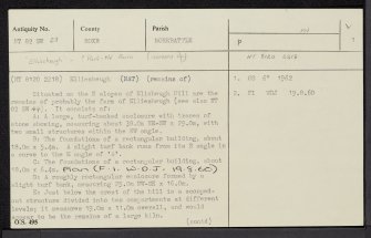 Elliesheugh, NT82SW 23, Ordnance Survey index card, page number 1, Recto