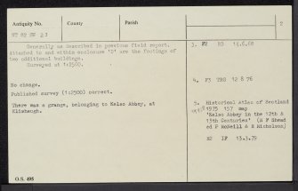 Elliesheugh, NT82SW 23, Ordnance Survey index card, page number 2, Verso