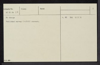 Horsely Stream, NT82SW 24, Ordnance Survey index card, page number 2, Verso
