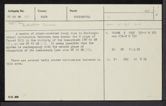 Fasset Hill, NT82SW 40, Ordnance Survey index card, Recto