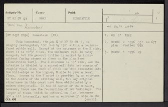 Fasset Hill, NT82SW 41, Ordnance Survey index card, page number 1, Recto