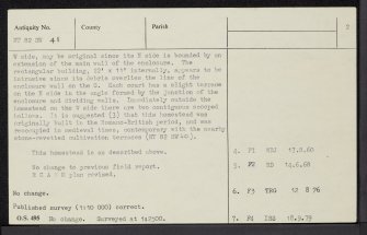 Fasset Hill, NT82SW 41, Ordnance Survey index card, page number 2, Verso