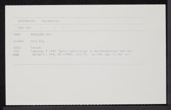 Shoulder Hill, NT82SW 51, Ordnance Survey index card, Recto