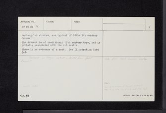 Edington Castle, NT85NE 9, Ordnance Survey index card, page number 2, Verso