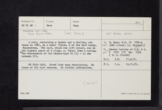 Manderston West Lodge, NT85SW 1, Ordnance Survey index card, Recto