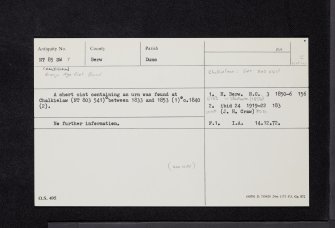 Chalkielaw, NT85SW 7, Ordnance Survey index card, Recto