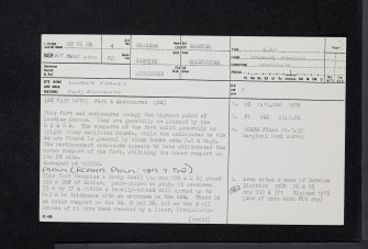 Lowries Knowes, NT86NE 4, Ordnance Survey index card, page number 1, Recto