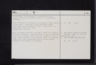 Westerside, NT86NE 9, Ordnance Survey index card, page number 2, Verso