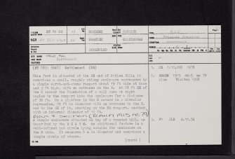 Oatlee Hill, NT86NE 13, Ordnance Survey index card, page number 1, Recto