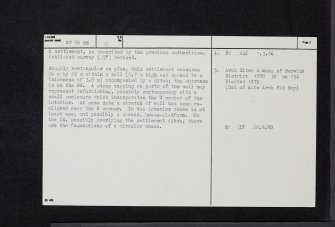 Oatlee Hill, NT86NE 13, Ordnance Survey index card, page number 2, Verso