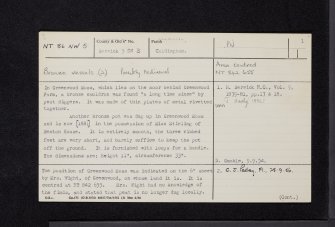 Greenwood, NT86NW 5, Ordnance Survey index card, page number 1, Recto