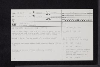 Penmanshiel, NT86NW 14, Ordnance Survey index card, page number 1, Recto