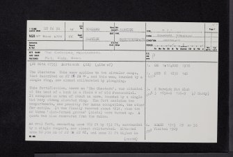 The Chesters, Penmanshiel, NT86NW 15, Ordnance Survey index card, page number 1, Recto