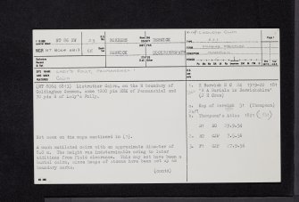 Lady's Folly, Penmanshiel, NT86NW 23, Ordnance Survey index card, page number 1, Recto