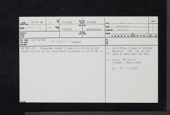 East Reston Mill, NT86SE 12, Ordnance Survey index card, page number 1, Recto