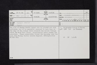Ferney Castle, NT86SE 33, Ordnance Survey index card, page number 1, Recto