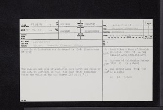 Lamberton, NT95NE 9, Ordnance Survey index card, page number 1, Recto