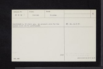 Foulden Bastle, NT95NW 6, Ordnance Survey index card, page number 2, Verso