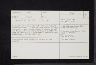 Hutton, NT95SW 7, Ordnance Survey index card, page number 1, Recto