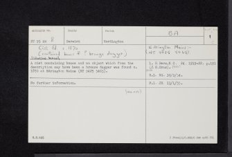 Edrington Mains, NT95SW 8, Ordnance Survey index card, page number 1, Recto
