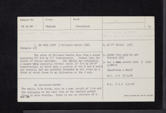 Killaser Castle, NX04NE 7, Ordnance Survey index card, page number 1, Recto