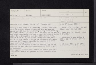 Dunskey Castle, NX05SW 3, Ordnance Survey index card, page number 1, Recto