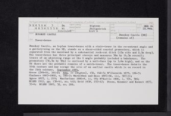Dunskey Castle, NX05SW 3, Ordnance Survey index card, Recto