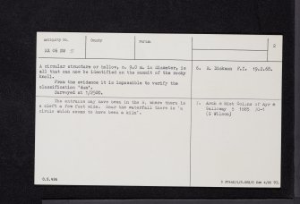 Craigoch, High Milton, NX06NW 5, Ordnance Survey index card, page number 2, Verso