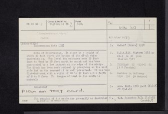 Innermessan Mote, NX06SE 3, Ordnance Survey index card, page number 1, Recto