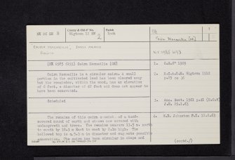 Cairn Macneilie, Inch Parks, NX06SE 8, Ordnance Survey index card, page number 1, Recto