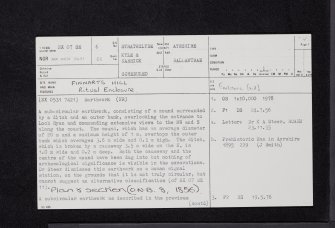 Finnarts Hill, NX07SE 6, Ordnance Survey index card, page number 1, Recto