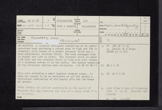 Finnarts Hill, NX07SE 11, Ordnance Survey index card, page number 1, Recto