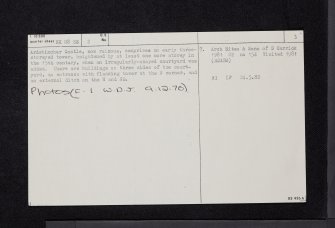Ardstinchar Castle, NX08SE 2, Ordnance Survey index card, page number 3, Recto