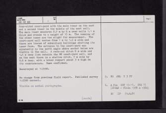 Ardstinchar Castle, NX08SE 2, Ordnance Survey index card, page number 2, Verso