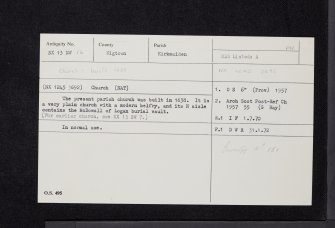 Kirkmaiden, Old Parish Church And Burial-Ground, NX13NW 16, Ordnance Survey index card, Recto