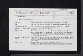 Kirkmaiden, Old Parish Church And Burial-Ground, NX13NW 16, Ordnance Survey index card, Recto