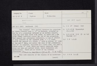 The Dunnan, Portankill, NX13SW 8, Ordnance Survey index card, page number 1, Recto