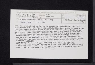 St Medan's Cave And Chapel, Mull Farm, NX13SW 10, Ordnance Survey index card, Recto