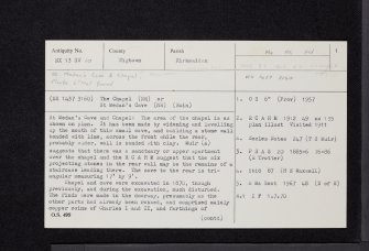 St Medan's Cave And Chapel, Mull Farm, NX13SW 10, Ordnance Survey index card, page number 1, Recto