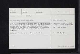 Ardwell, The Murder Stone, NX14NW 2, Ordnance Survey index card, Recto