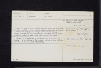 Glenluce Abbey, NX15NE 7, Ordnance Survey index card, page number 2, Verso