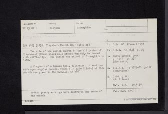 Clayshant, Old Parish Church And Burial-Ground, NX15SW 1, Ordnance Survey index card, Recto