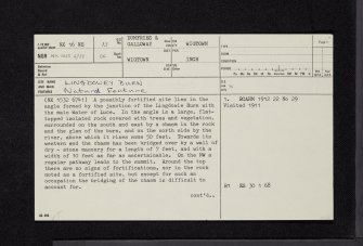 Lingdowey Burn, NX16NE 13, Ordnance Survey index card, page number 1, Recto