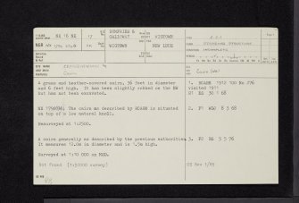 Craigbirnoch, NX16NE 17, Ordnance Survey index card, page number 1, Recto