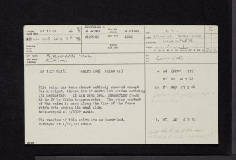 Sheuchan Hill, NX16SW 4, Ordnance Survey index card, page number 1, Recto