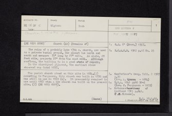 Inch, Old Parish Church And Burial-Ground, NX16SW 5, Ordnance Survey index card, page number 1, Recto