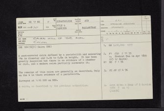 Cairn Hill Of The Moil, NX17NE 5, Ordnance Survey index card, page number 1, Recto