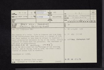 Grey Hill, Shennas, NX17SW 9, Ordnance Survey index card, page number 1, Recto